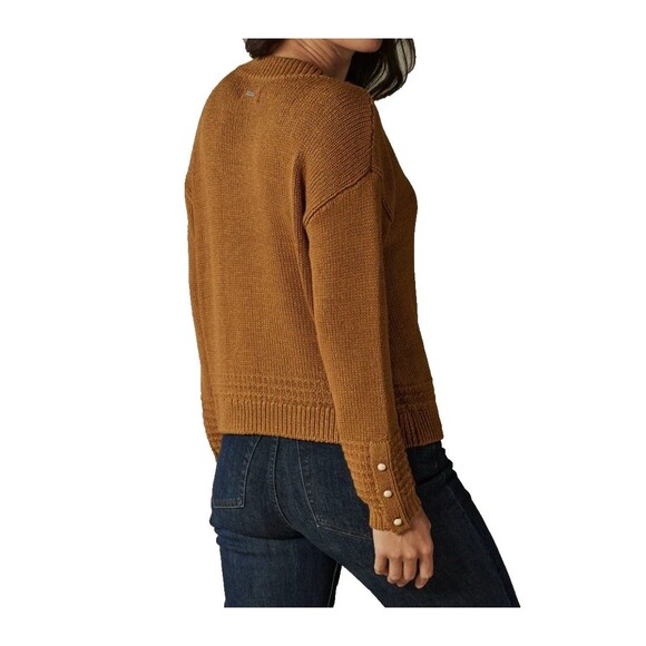 The Normal Brand Sweater Arlo V-neck Maple Glaze Button Cuff Women’s L - Picture 11 of 11